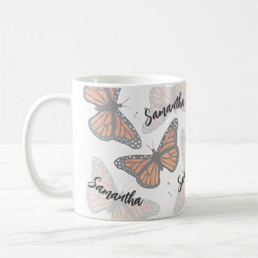 Moderne botanische vlinders gepersonaliseerd koffiemok (Links)