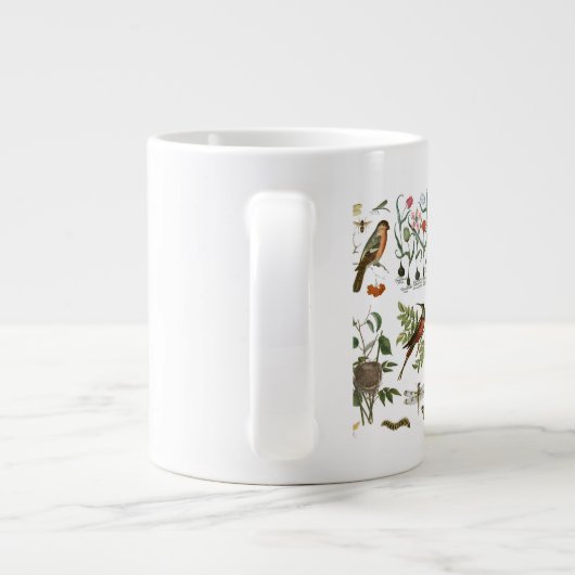 moderne  botanische vogels en bloemen in frankrijk grote koffiekop (Achterkant)