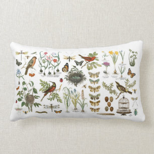 moderne  botanische vogels en bloemen in frankrijk kussen