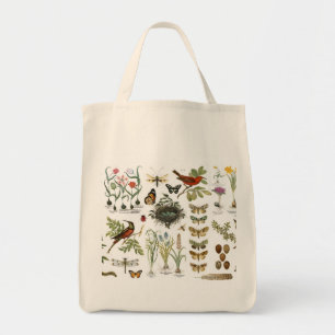 moderne  botanische vogels en bloemen in frankrijk tote bag