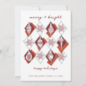 Moderne botanische vrolijke en felrode kerst feestdagenkaart (Voorkant)