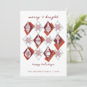 Moderne botanische vrolijke en felrode kerst feestdagenkaart (Staand voorkant)