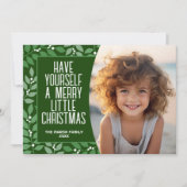 Moderne Botanische Vrolijke Kerstfoto - Olive Feestdagenkaart (Voorkant)