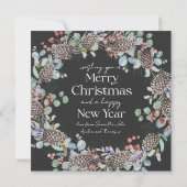 Moderne Botanische Vrolijke Kerstkrans & Foto Feestdagenkaart (Achterkant)
