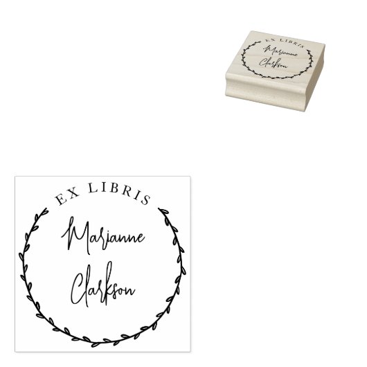 Moderne botanische wasnaam Ex Libris Self Rubberstempel (Gestempeld)