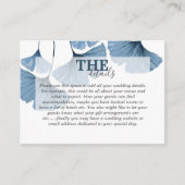 Moderne Botanische Waterverf Blauwe Gingko Bruilof Informatiekaartje (Voorkant)