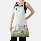 Moderne Botanische Waterverf Bloemen met Script Schort (Insitu)