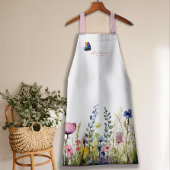 Moderne Botanische Waterverf Bloemen met Script Schort