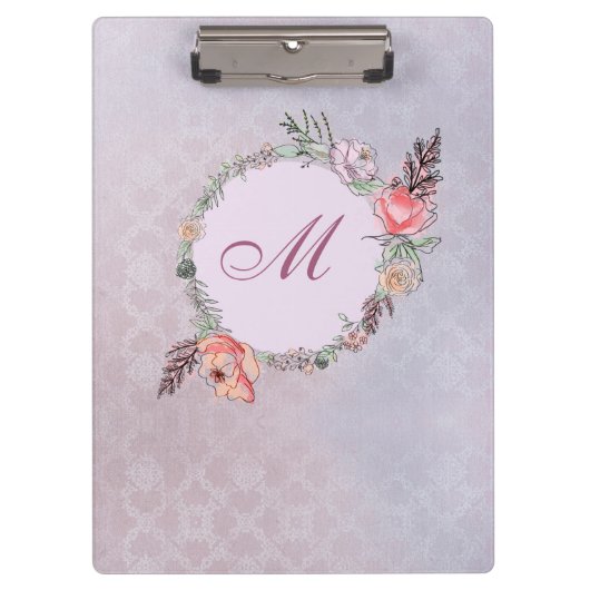 Moderne botanische Waterverf Floral Pattern logo Klembord (Voorkant)