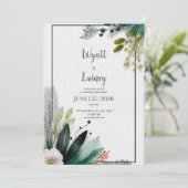 Moderne botanische Waterverf Greenery Wedding Kaart (Staand voorkant)
