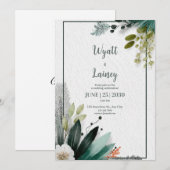Moderne botanische Waterverf Greenery Wedding Kaart (Voorkant / Achterkant)