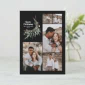 Moderne botanische waterverf met multifotoelegant feestdagenkaart (Staand voorkant)