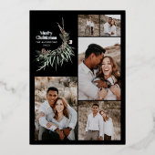 Moderne botanische waterverf met multifotoelegant folie feestdagenkaart (Voorkant)