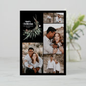 Moderne botanische waterverf met multifotoelegant folie feestdagenkaart (Staand Voorkant)