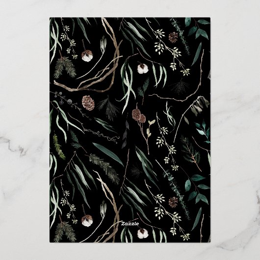 Moderne botanische waterverf met multifotoelegant folie feestdagenkaart (Achterkant)