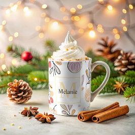 Moderne Botanische waterverf Monogram feestdagen Koffiemok