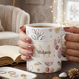 moderne botanische waterverf monogram vakanties koffiemok