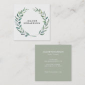 Moderne botanische waterverf tak vierkante visitekaartje (Voorkant / Achterkant)