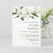 Moderne botanische | White Lily Wedding Kaart (Staand voorkant)