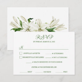Moderne botanische | White Lily Wedding RSVP Kaartje