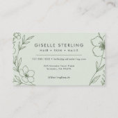 Moderne Botanische Wijze Groene Naam Typografie Visitekaartje (Achterkant)