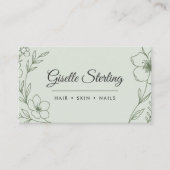 Moderne Botanische Wijze Groene Naam Typografie Visitekaartje (Voorkant)
