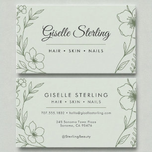 Moderne Botanische Wijze Groene Naam Typografie Visitekaartje