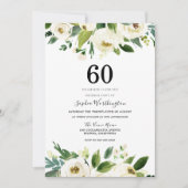Moderne botanische witte bloem 60ste verjaardagsfe kaart (Voorkant)
