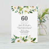 Moderne botanische witte bloem 60ste verjaardagsfe kaart (Staand voorkant)