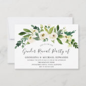 Moderne botanische witte Floral Genderpartij Kaart (Voorkant)