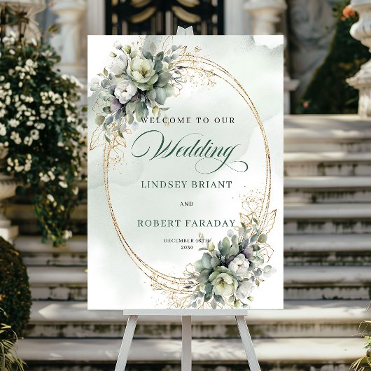 Moderne Botanische Witte Rozen Welkomstposter Poster