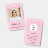 Moderne Botanische Zachte Roze Boho Foto Badge (Voor- en achterkant)
