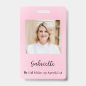 Moderne Botanische Zachte Roze Boho Foto Badge (Voorzijde)