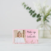 Moderne Botanische Zachte Roze Boho Foto QR Code Visitekaartje (Staand voorkant)