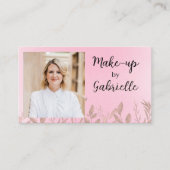 Moderne Botanische Zachte Roze Boho Foto QR Code Visitekaartje (Voorkant)