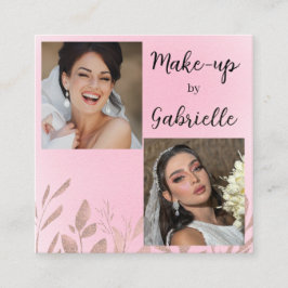 Moderne Botanische Zachte Roze Boho Foto Script Vierkante Visitekaartje