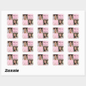 Moderne Botanische Zachte Roze Boho-Fotoscript Vierkante Sticker (Vel)