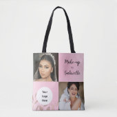Moderne Botanische Zachte Roze Boho-Fotoscriptlogo Tote Bag (Voorkant)
