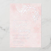 Moderne Botanische Zilveren Blush Roze Huwelijk Folie Uitnodiging (Voorkant)