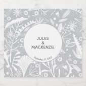 Moderne Botanische Zilveren Grijze Huwelijk Bier Etiket (Enkel label)