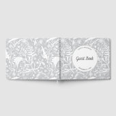 Moderne Botanische Zilveren Grijze Huwelijk Gastenboek (Volledig)