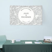 Moderne Botanische Zilveren Grijze Huwelijk Spandoek (Beurs)