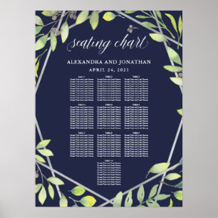 Moderne botanische zilveren weduwenkaart poster