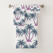 Moderne Botanische Zomer Drie Palmbomen op Wit Bad Handdoek (Insitu)