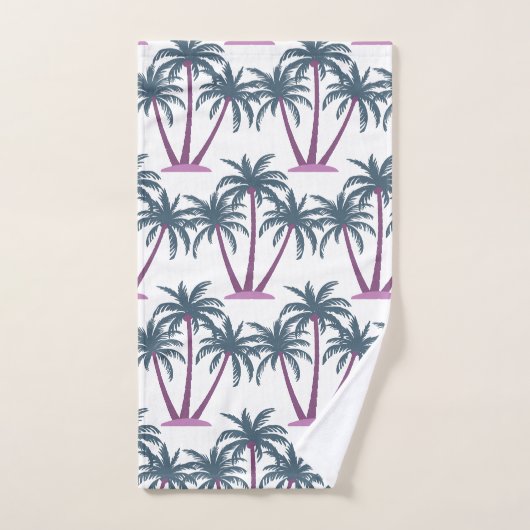 Moderne Botanische Zomer Drie Palmbomen op Wit Bad Handdoek (Handdoek)