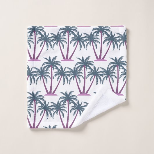 Moderne Botanische Zomer Drie Palmbomen op Wit Bad Handdoek (Wasdoekje)