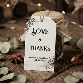 Moderne Botanische Zwart&Wit Trouw Dank Je Cadeaulabel