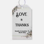 Moderne Botanische Zwart&Wit Trouw Dank Je Cadeaulabel (Voorkant)
