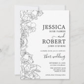 Moderne botanische zwarte bruiloft minimalistisch kaart (Voorkant)