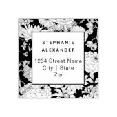 Moderne botanische zwarte en witte bloemen rubberstempel (Afrduk)